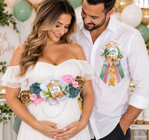 Simba and Nala Baby Shower Sash – Lion King Gender Reveal Matching Dad Pin - Safari