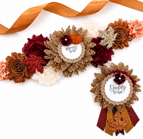 Gold Fall Baby Shower Maternity Sash
