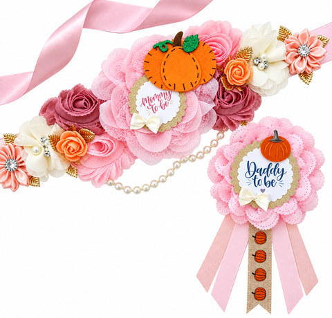 Pink Fall Little Pumpkin Baby Shower Mommy to be to be Sash