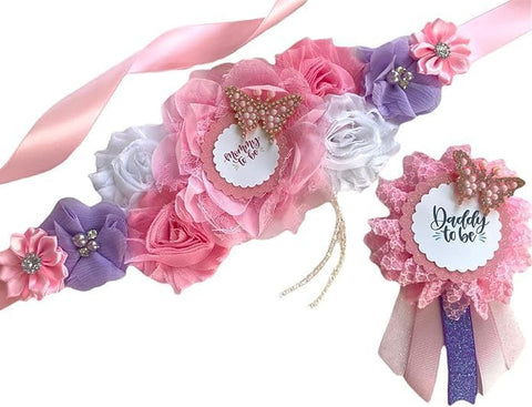 Pink and lavender Butterfly Mom to be Maternity Sash, Pink and lavender Butterfly Mom to Be Sash