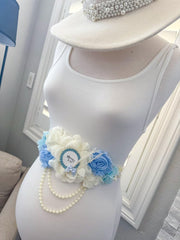 Blue Boho Baby Shower Mommy to be Sash