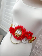 Red and Gold Prince Baby Shower Mommy to be Sash