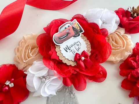 Cars Movie Lightening Mcqueen Baby Shower Mom to be Sash