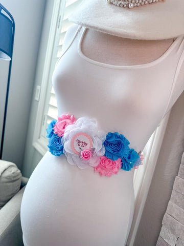 Girl Pink Boy Blue Gender Reveal Baby Shower Mommy to be Sash