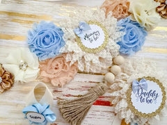 Blue Boho Baby Shower Mommy to be Sash