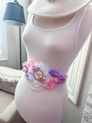 Pink and Purple Butterfly Gender Reveal Baby Shower Mommy to be Sash