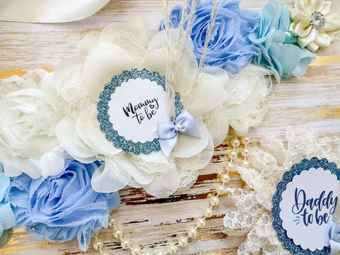 Blue Boho Baby Shower Mommy to be Sash