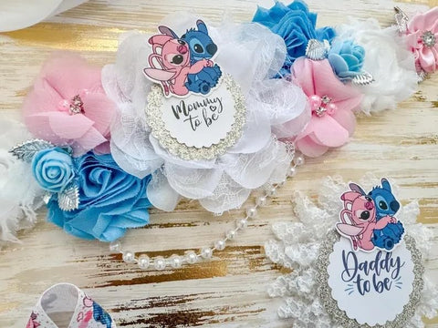 Baby Shower Decoration Gender Reveal Maternity Sash - Pink & Blue Newborn Photo Prop For Baby Shower Parties Gender Reveal Dress Baby Shower Decoration Gender Reveal Maternity Sash - Pink & Blue Newborn Photo Prop For Baby Shower Parties Gender Reveal Dress