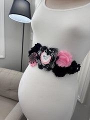 Black Pink Bat Baby Shower Mom to be Sash
