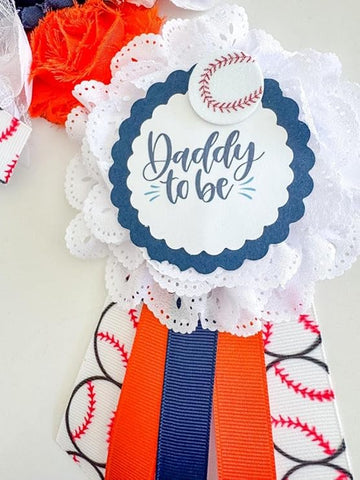Baseball Baby Shower Sash – Mom to Be Maternity Sash with Matching Dad Pin, Sports Theme Party Accessory