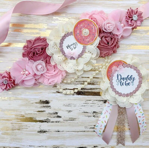 Pink Donut Sprinkle Baby Shower Mommy to be Sash