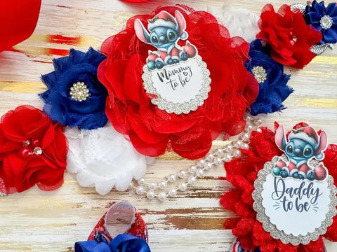 Christmas Stitch Baby Shower Mommy to be Sash