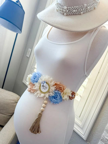 Blue Boho Baby Shower Mommy to be Sash