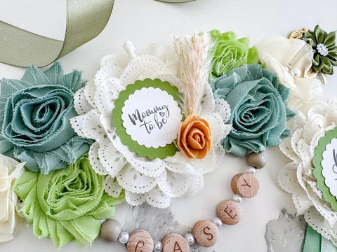 Boho Greenery Baby Shower Mom to be Sash