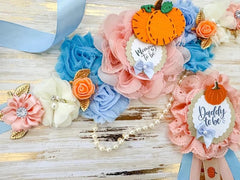 Blue Fall Pumpkin Baby Shower Mommy to be Sash