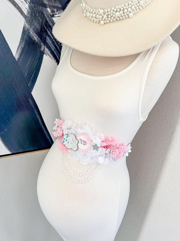 Pink Cloud Heaven Sent Mommy to be Baby Shower Maternity Sash