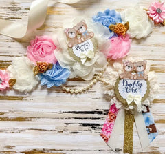 Gender Reveal Teddy Bear Baby Shower Mommy to be Sash