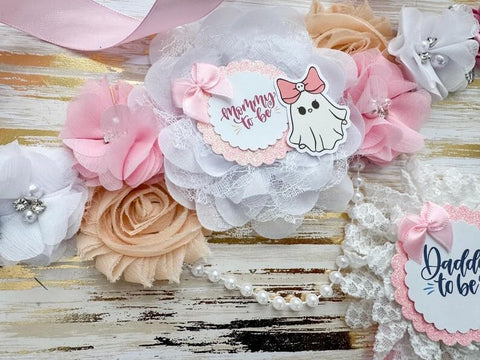 A Boo Is Due Pink Baby Shower Mom to be Sash