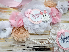 A Boo Is Due Pink Baby Shower Mom to be Sash