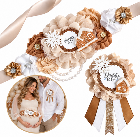 Gingerbread Mommy to be Baby Shower Maternity Sash