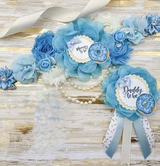 Blue Donut Baby Shower Mommy to be Sash