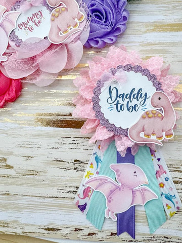 Pink Dinosaur Baby Shower Mommy to be Sash