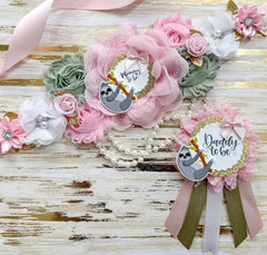 Pink Girly Sloth Baby Shower Mommy to be Sash