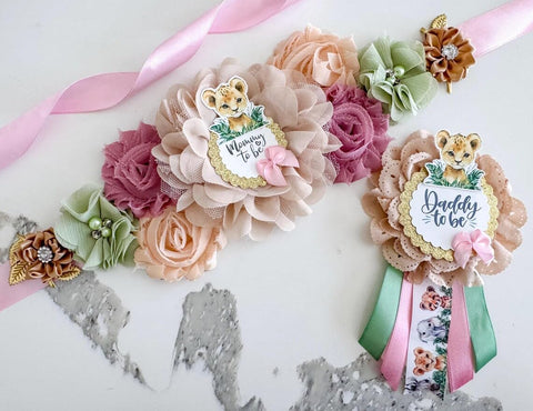 Pink Lion Safari Baby Shower Mom to be Sash