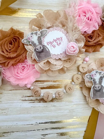 Cowgirl Pink Reveal Baby Shower Mommy to be Sash