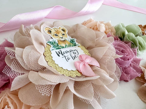 Pink Lion Safari Baby Shower Mom to be Sash