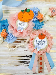 Blue Fall Pumpkin Baby Shower Mommy to be Sash