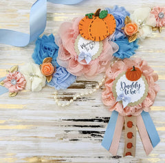 Blue Fall Pumpkin Baby Shower Mommy to be Sash