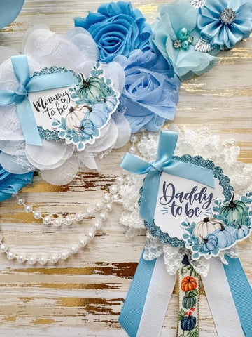 Blue Pumpkin Baby Shower Mommy to be Sash