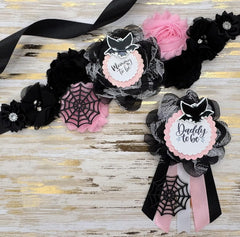 Black Pink Bat Baby Shower Mom to be Sash