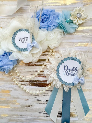 Blue Boho Baby Shower Mommy to be Sash