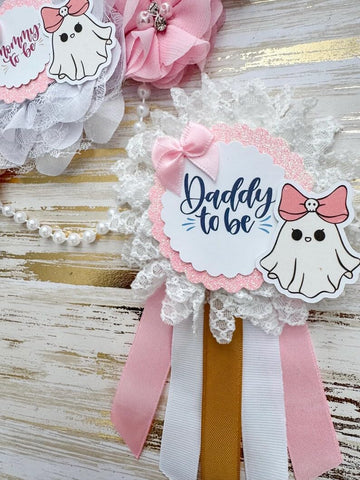 A Boo Is Due Pink Baby Shower Mom to be Sash