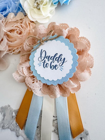 Blue Gold Brown Boho Baby Shower Mom to be Sash