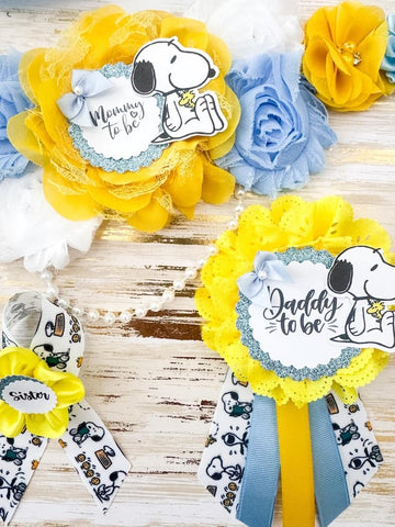 Snoopy Puppy Baby Shower Mom to be Sash