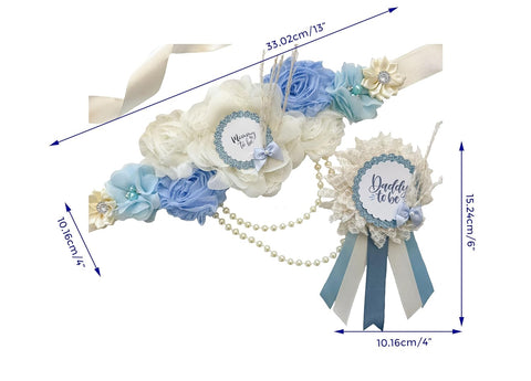 Blue Boho Baby Shower Mommy to be Sash