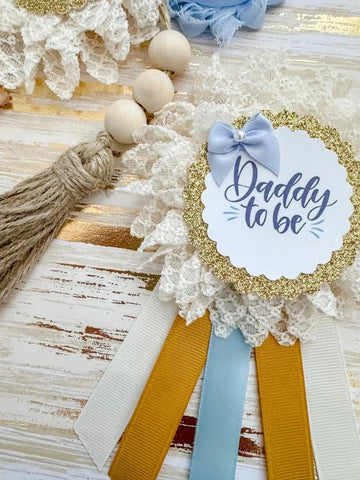 Blue Boho Baby Shower Mommy to be Sash