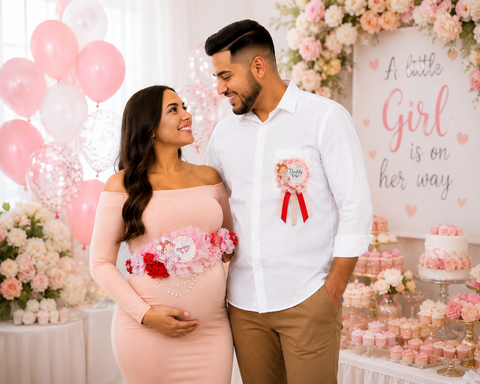 Strawberry Shortcake Baby Shower Mommy to be Sash and Daddy Pin