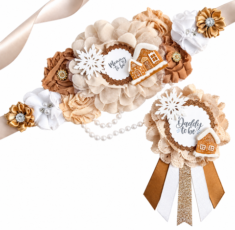 Gingerbread Mommy to be Baby Shower Maternity Sash