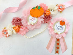 Pink Little Pumpkin Baby Shower Mommy to be Sash