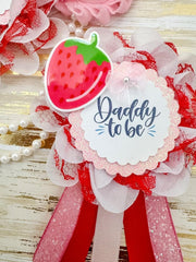 Pink and Red Strawberry Baby Shower Mommy to be Sash