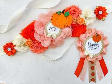 Orange Pumpkin Baby Shower Mommy to be Sash