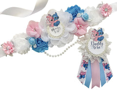 Stitch and Angel Gender Reveal Baby Shower Mommy to be Sash