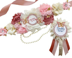 Pink and Gold Butterfly Baby Shower Mommy to be Sash