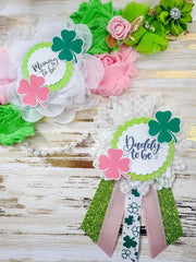 Pink and Green St Patrick's Day Gender Reveal Baby Shower Mommy to be Sash