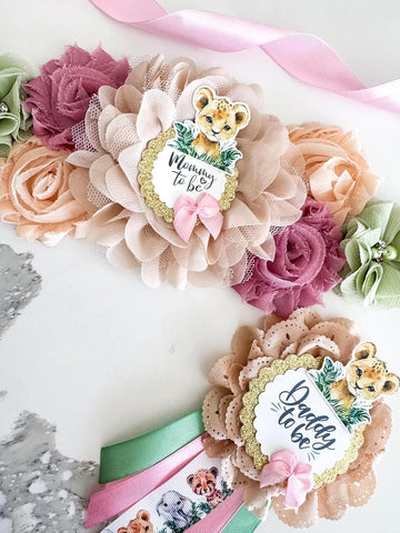 Pink Lion Safari Baby Shower Mom to be Sash