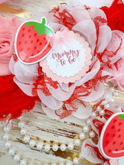 Pink and Red Strawberry Baby Shower Mommy to be Sash